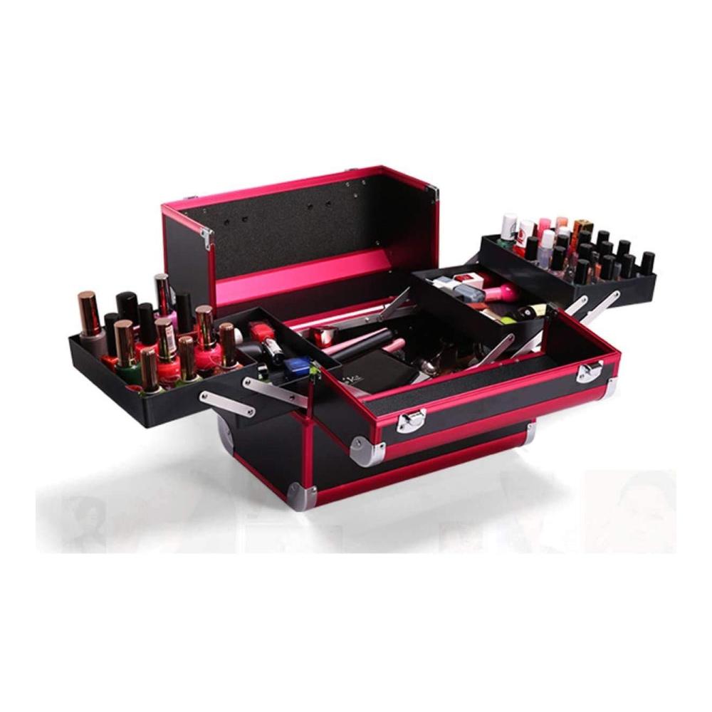 Kosmetikkoffer Makeup-Zug-Fall 12 6 Zoll - Großer tragbarer Organizer mit abschließbaren Tasten für professionelle Make-up-Aufbewahrung und Reisen (Schwarz