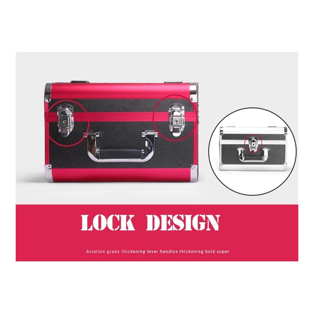 Kosmetikkoffer Makeup-Zug-Fall 12 6 Zoll - Großer tragbarer Organizer mit abschließbaren Tasten für professionelle Make-up-Aufbewahrung und Reisen (Schwarz