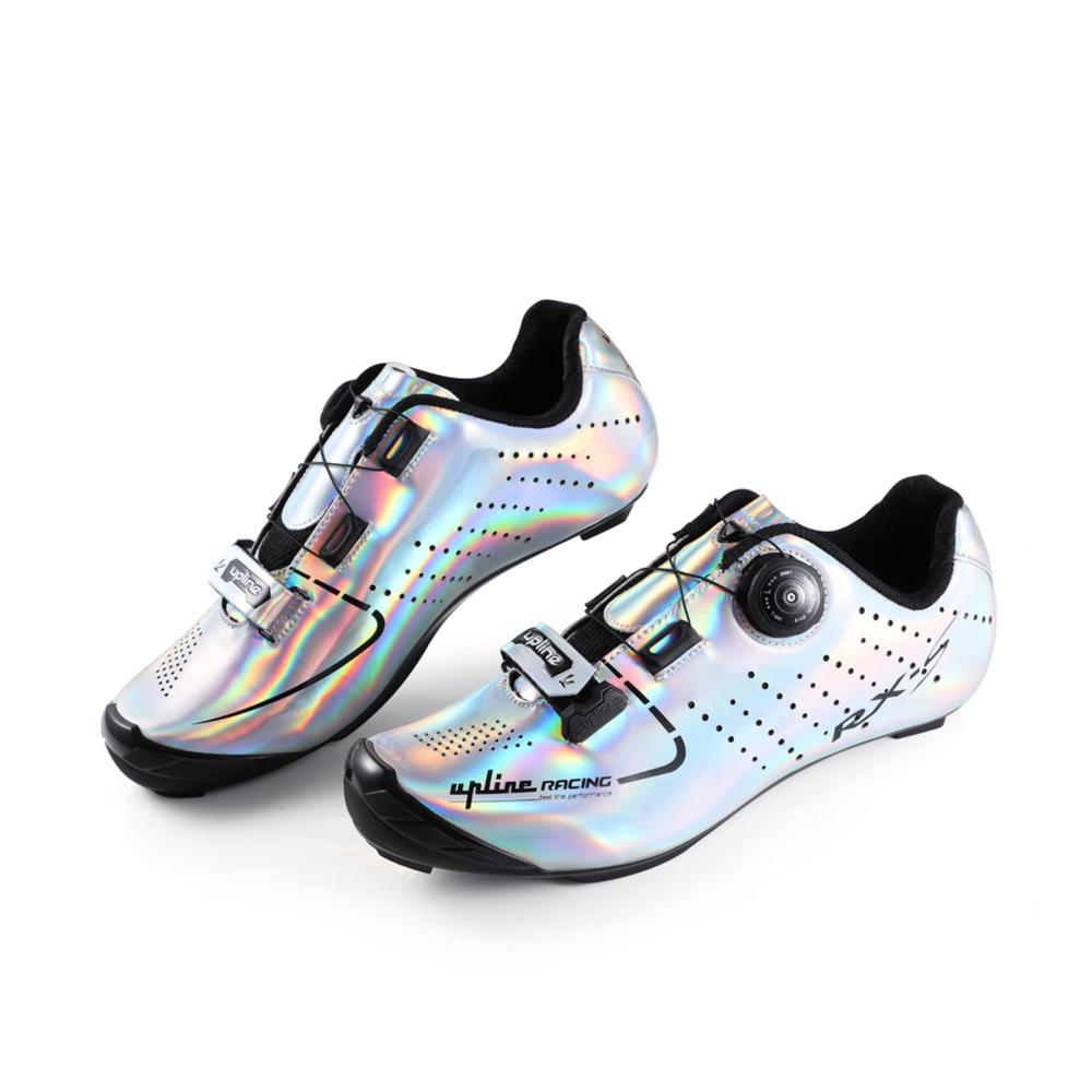 SPD Road Radfahren Schuhe für Frauen und Männer Kompatible Delta Cycle Look Silber-Größe 38