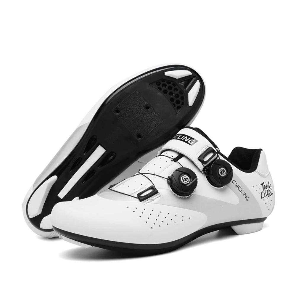 Rennradschuhe Set für Herren und Damen - Stollen inklusive Indoor geeignet - Weiß Größe 43