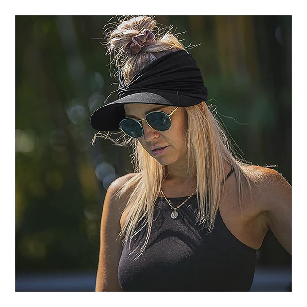 Visor Baseball Cap für Damen - Faltbarer Sonnenschutz-Hut mit elastischem Band breiter Krempe leicht und ideal für Sommer Reisen Strand Sport Laufen Radfahren Angeln Camping Wandern und Golf