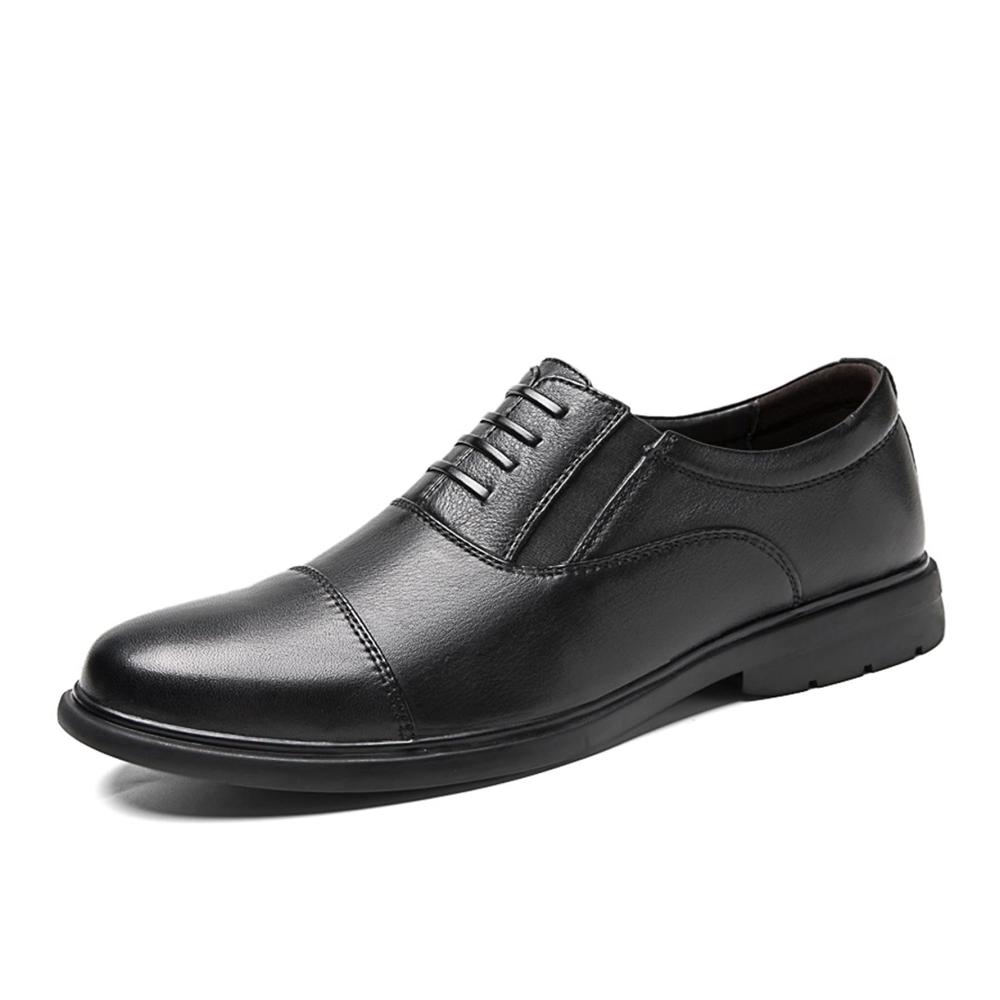Herren Anzugschuhe Elegante Slipper & Mokassins mit Schnürkappe runder Zehenpartie Leder rutschfestem Blockabsatz & niedrigem Oberteil