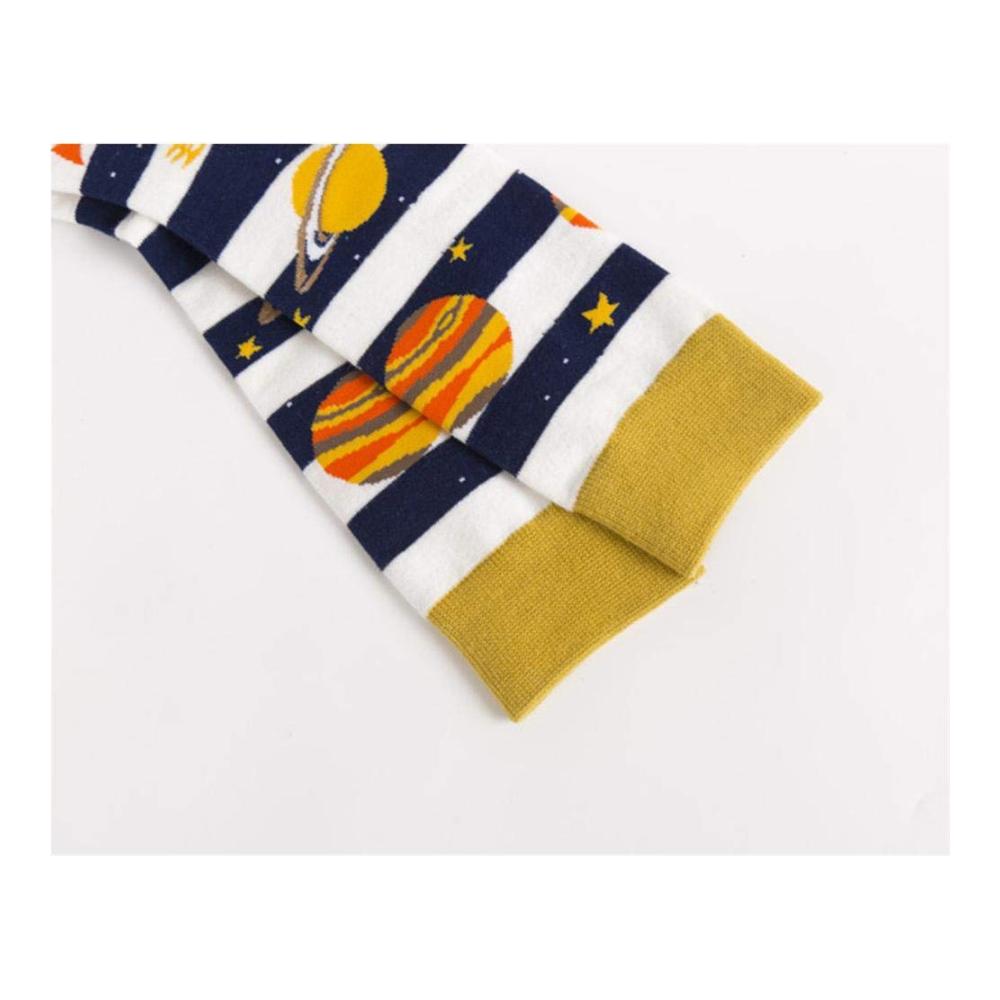 Herrensocken Set 5 Paar Baumwollsocken für den Winter weich warm & atmungsaktiv | Lustiges Universum mit Planeten-Muster