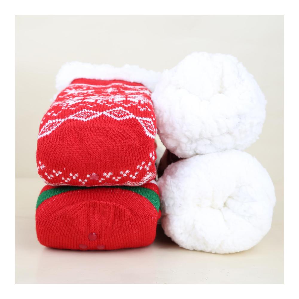 Flauschige Weihnachtssocken Warme Damen Fuzzy Socks mit Anti-Rutsch-Noppen – Kuschelsocken für den Winter 1 Paar Hüttensocken Ideale Wintersocken