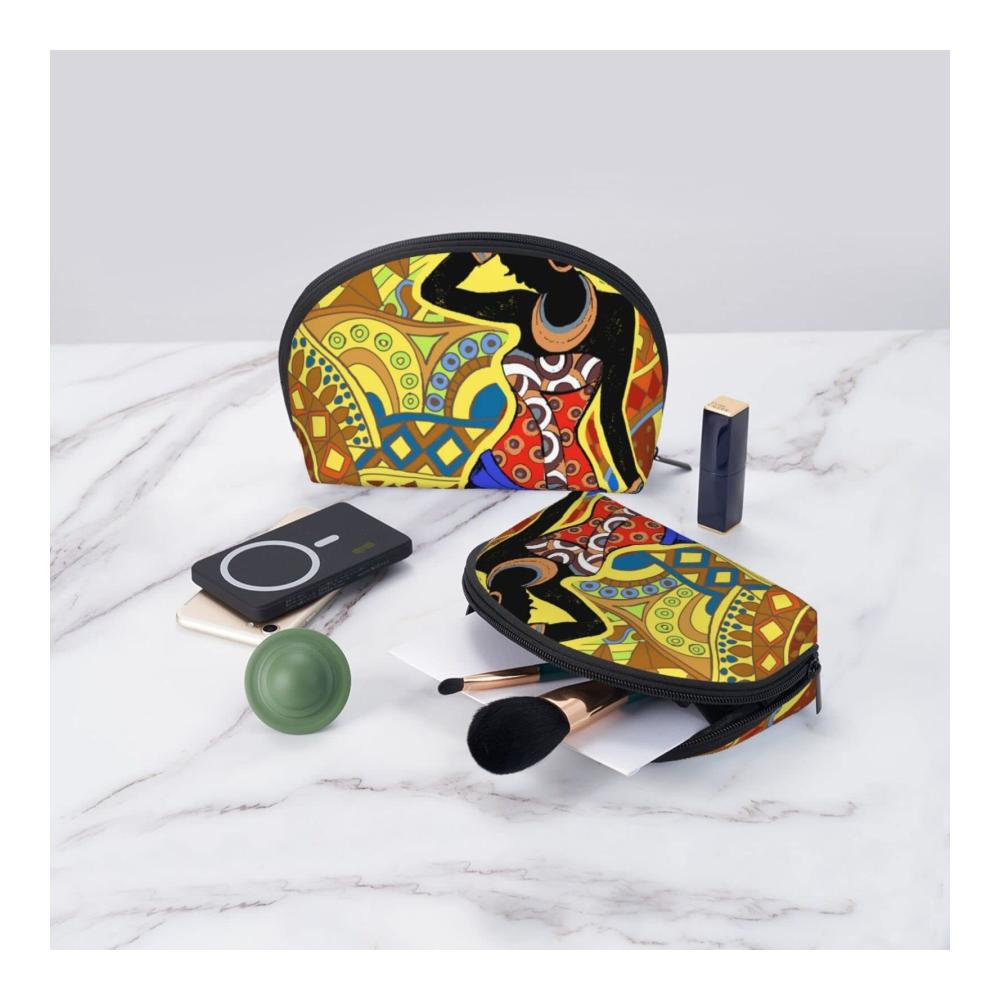 Afrikanische Schönheit 2er Set Kulturtaschen & Kosmetiktaschen - Reise Make-up Taschen mit Schwarzem Frau Motiv - Damen Handtasche für unterwegs