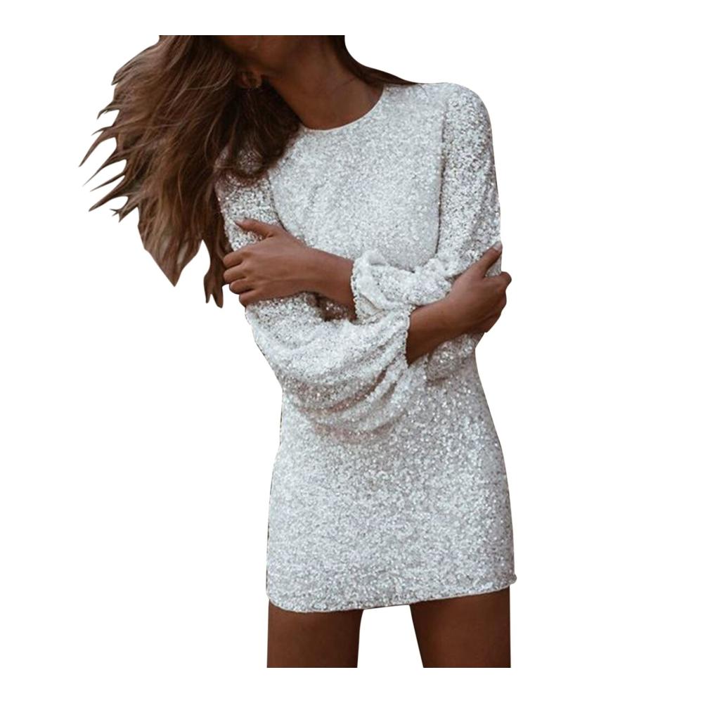 Cocktailkleid mit Pailletten und Glitzer - Kurzes Etuikleid für Damen Sexy Party- und Abendkleid mit Langen Ärmeln Perfekt für Hochzeit und besondere Anlässe