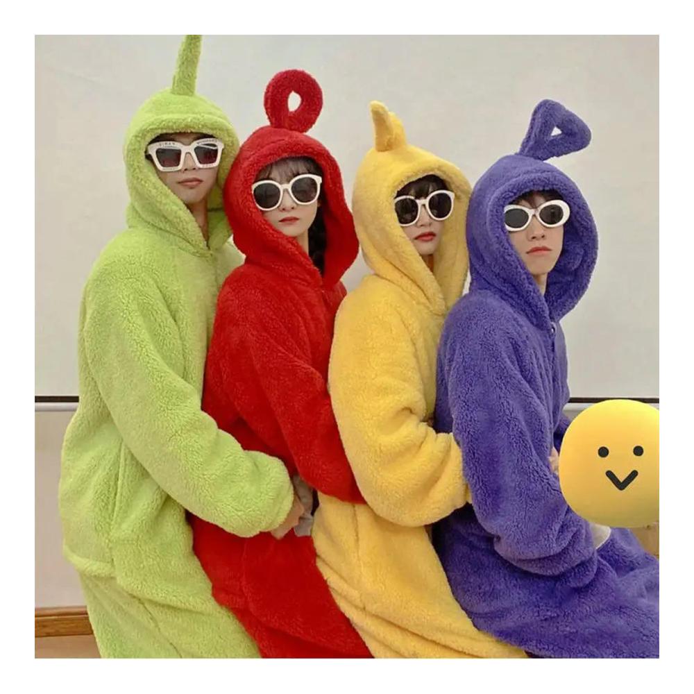 Teletubbies Onesie Damen Warme Einteiler Pyjamas für Erwachsene - Unisex Tierkostüm Cosplay ideal für Homewear Nachtwäsche und Party