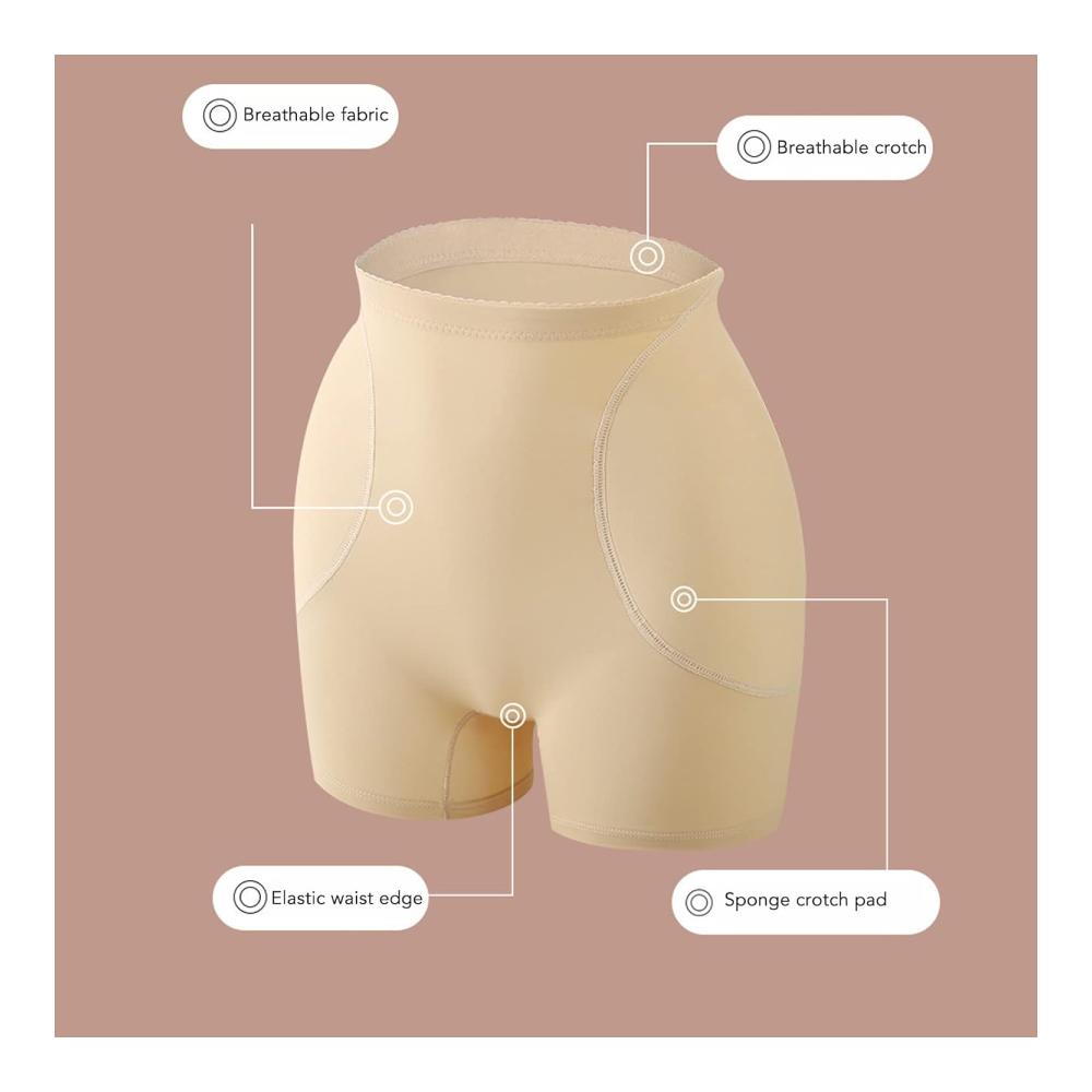 Miederpants Damen Hohe Taille Bauchkontrolle Hüftlift Shorts mit Figurformung und Schwammkissen - Atmungsaktive Fitness-Shorts für Gym und Laufpartys (XL