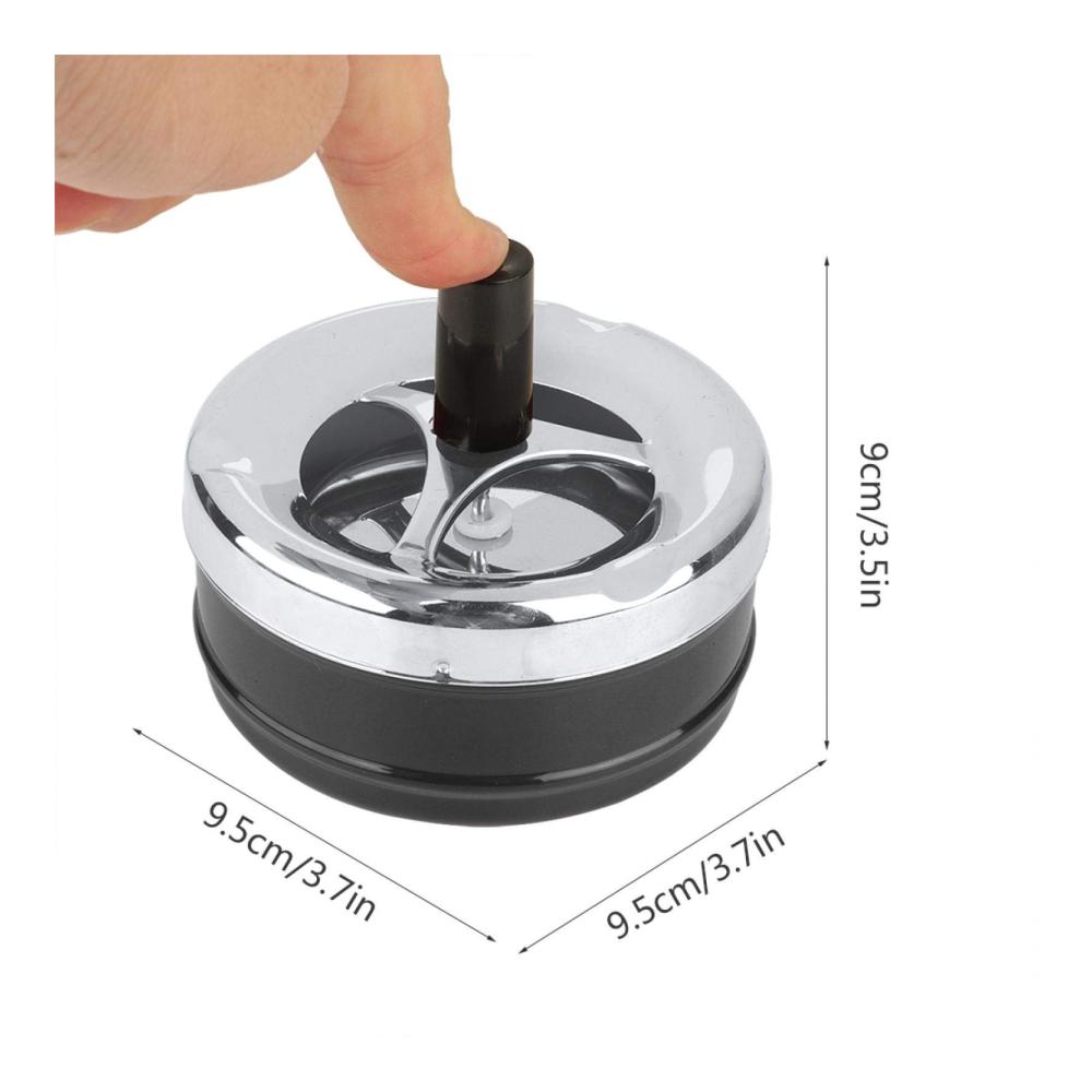 Metallischer Runder Push-Down Aschenbecher für Taschen - Indoor/Outdoor Zigarettenaschenbecher (Klein Schwarz