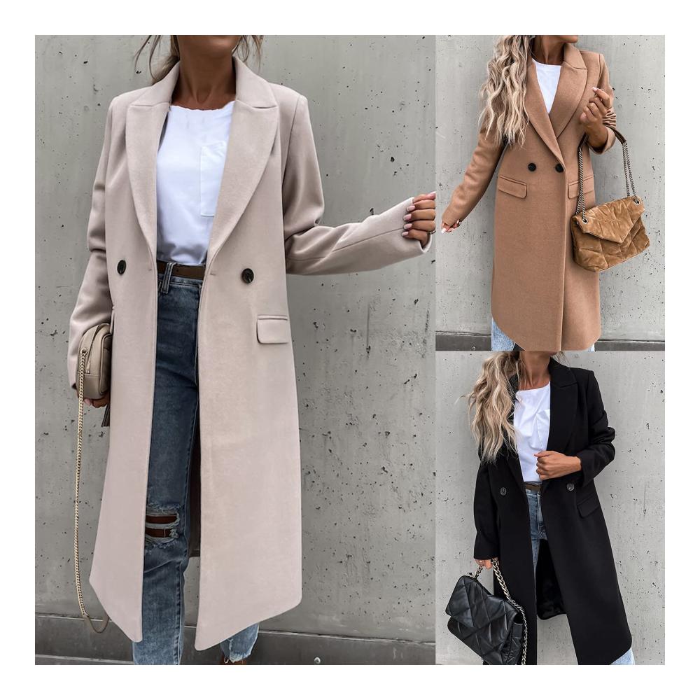Eleganter Damen Blazer für Herbst und Winter - Langer Anzugkragen Knopfleiste und lange Ärmel - Ideal für das Büro