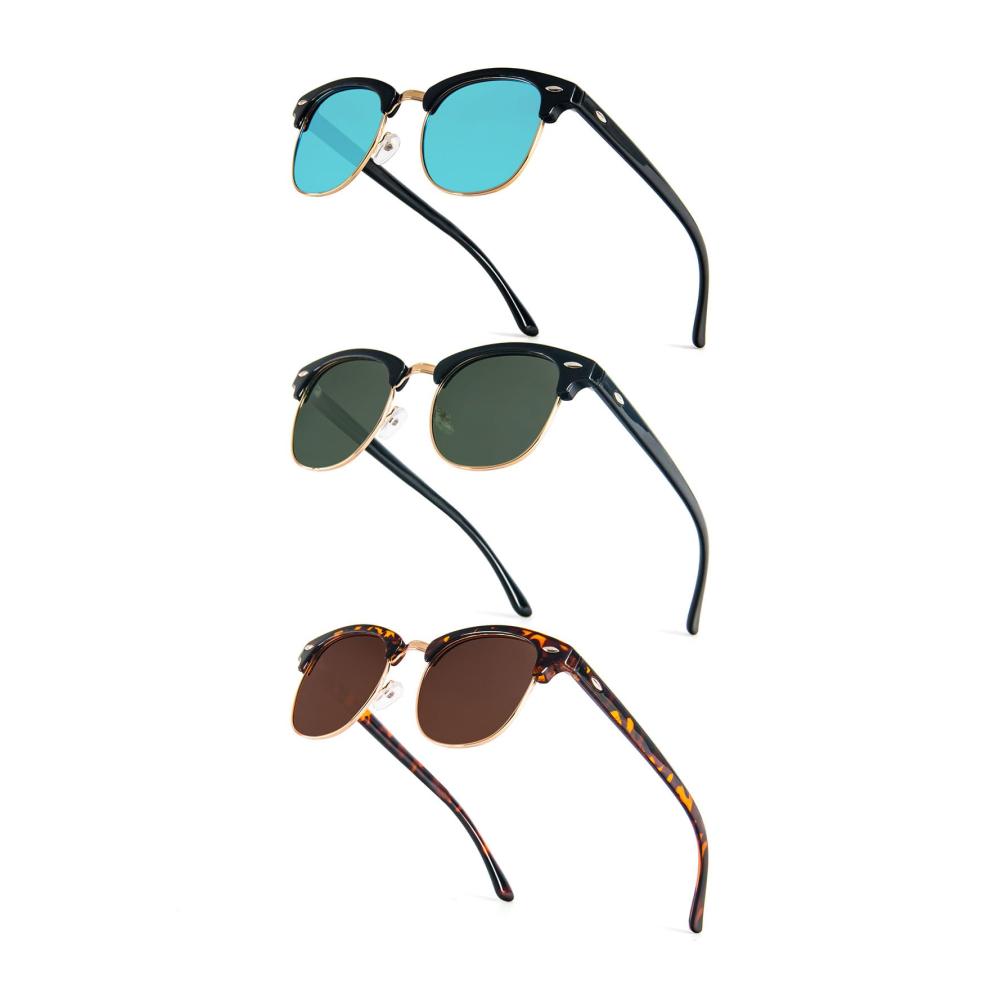 Party-Ready Sonnenbrillen Set 3 Stück Polarisierte Damen & Unisex Retro Sun Glasses - UV400 Schutz Semi-Rimless Frame für stilvolles Fahren