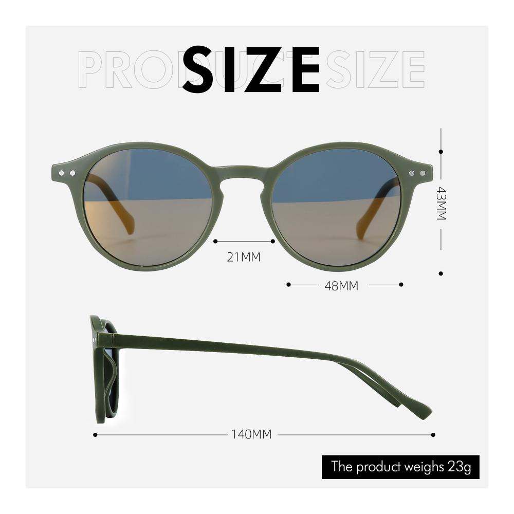Retro Polarisierte Sonnenbrille UV 400 Schutz - Vintage Runde Rahmen für Herren und Damen