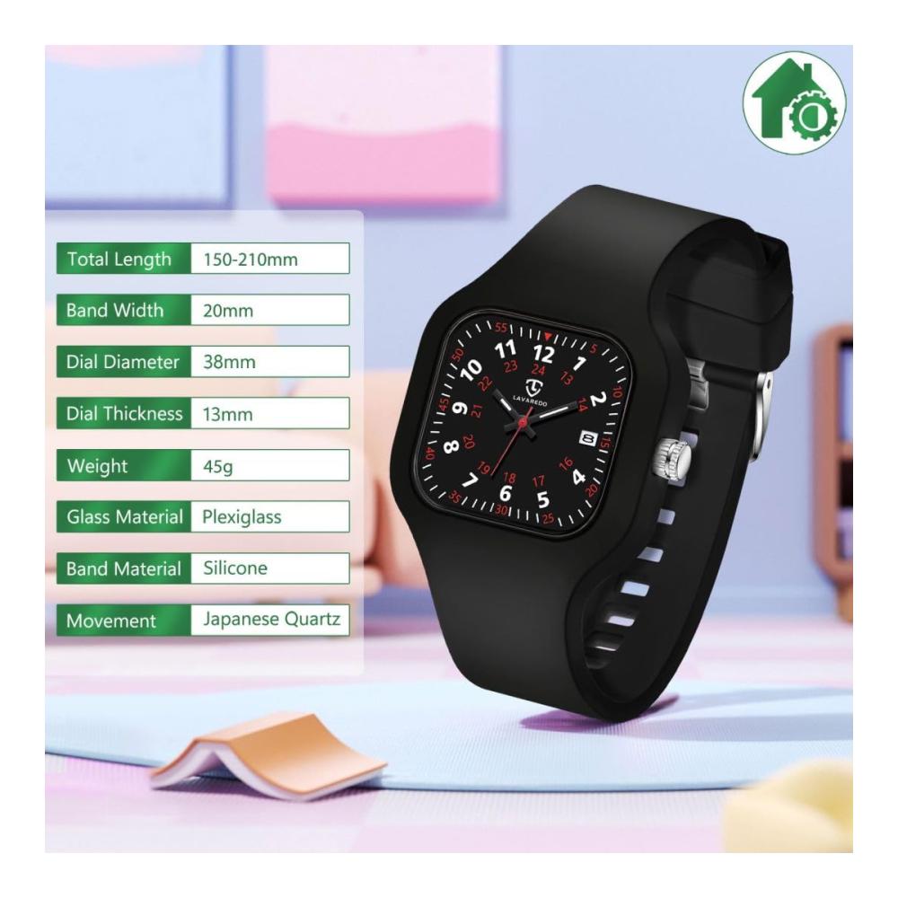 Aswan Watch Unisex Quarz Armbanduhr 38mm mit Silikonarmband für Damen Herren Krankenschwestern & Ärzte - Leuchtzeiger Datum 3 Zeiger