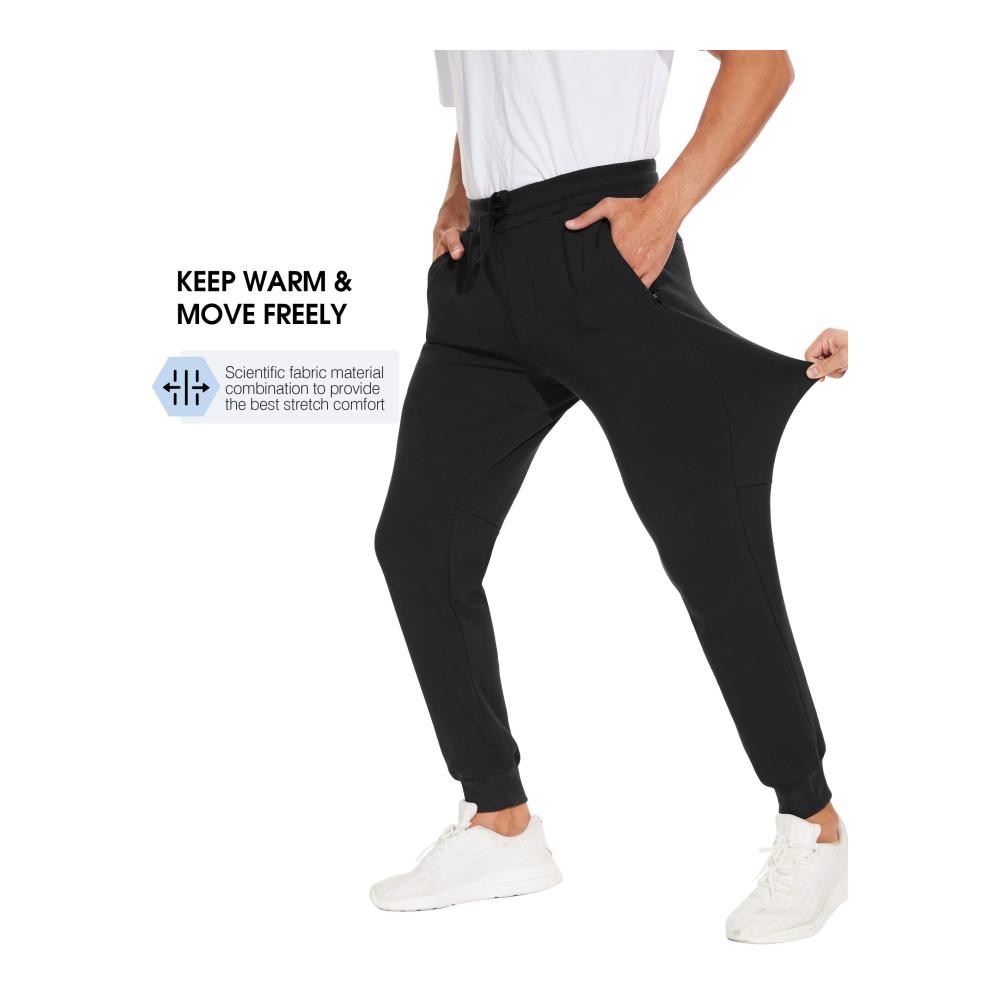 Herren Winter Fleece Gefütterte Jogginghose - Warme Thermohose mit Reißverschlusstaschen