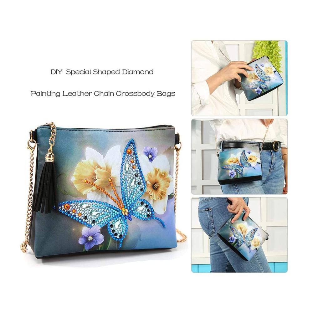 5D Diamond Painting Clutches Kristall Umhängetasche mit Kette DIY Handwerk Geschenk Geldbeutel mit Quaste - Perfekte Clutch Kosmetiktasche für Erwachsene und Kinder