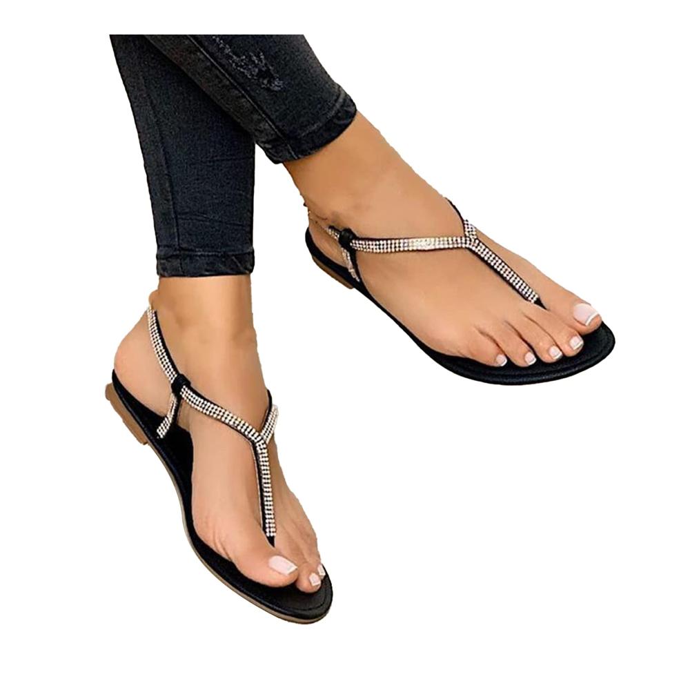 Strass Zehentrenner Damen Sandalen Stilvolle Flats für Strand und mehr