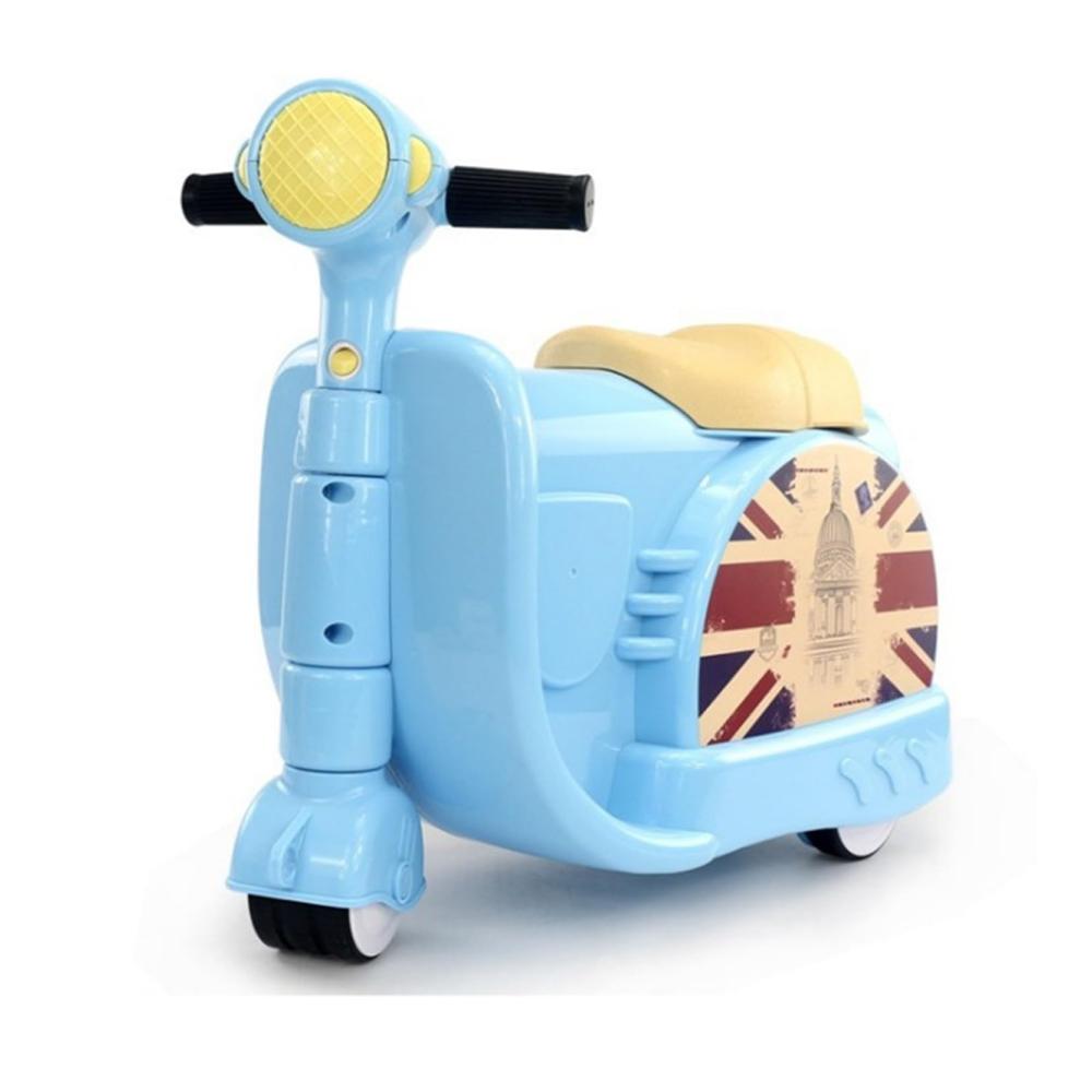 Kindergepäck 17 Zoll Tragbares Mitfahrgepäck für Kinder - Rollender Trolley in Blau Hartschalen-Handgepäckkoffer für Kinder von 2-6 Jahren