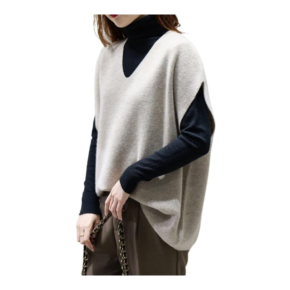 Strick Ponchos & Capes Damen Wollpullover BHVXW für Frühling und Herbst - V-Ausschnitt Lose Passform XL Code