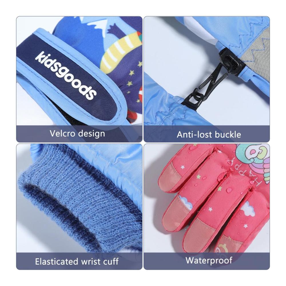 Winter Skihandschuhe für Kinder (6-12 Jahre) - Winddicht Wasserdicht Rosa