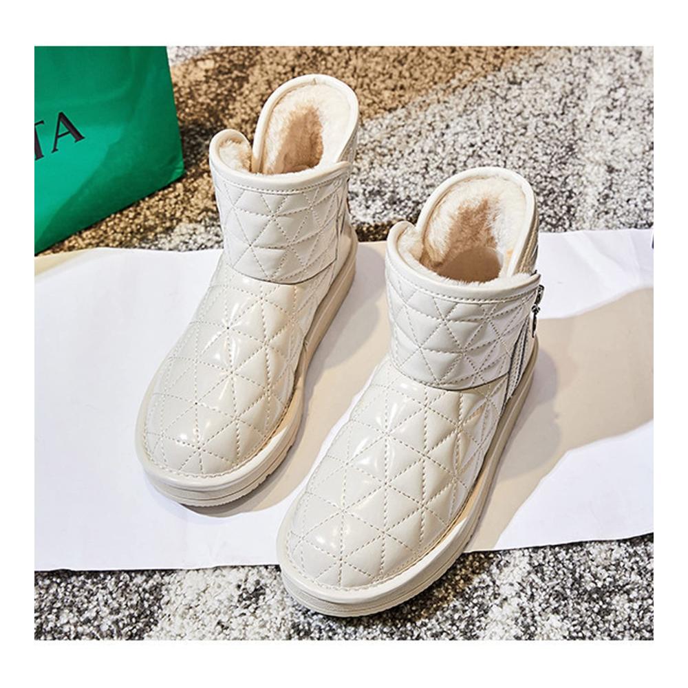 Warme Damen Kletterschuhe mit Thermofutter | Beige Schneestiefel für den Winter | Bequeme Anti-Rutsch Wanderschuhe in Größe 38