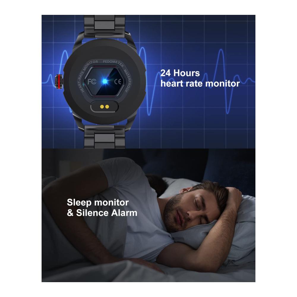 Herren Smartwatch SIEMORL 132 HD Farbdisplay Pulsmesser Schlafmonitor Schrittzähler Musiksteuerung 20 Sportmodi - iOS & Android - Fashion Fitness Tracker