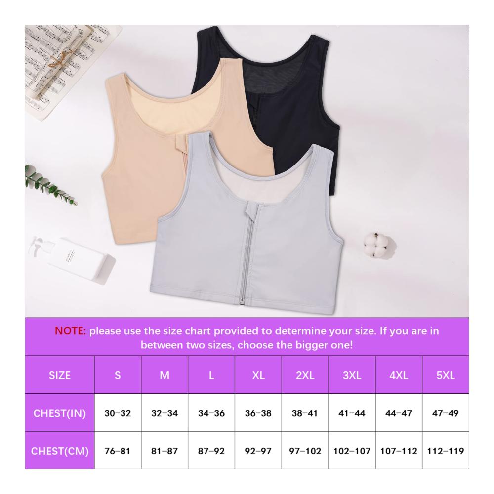 Transgender FTM Binder - Zip Up Halbes Brustkorsett für Atmungsaktivität & Komfort