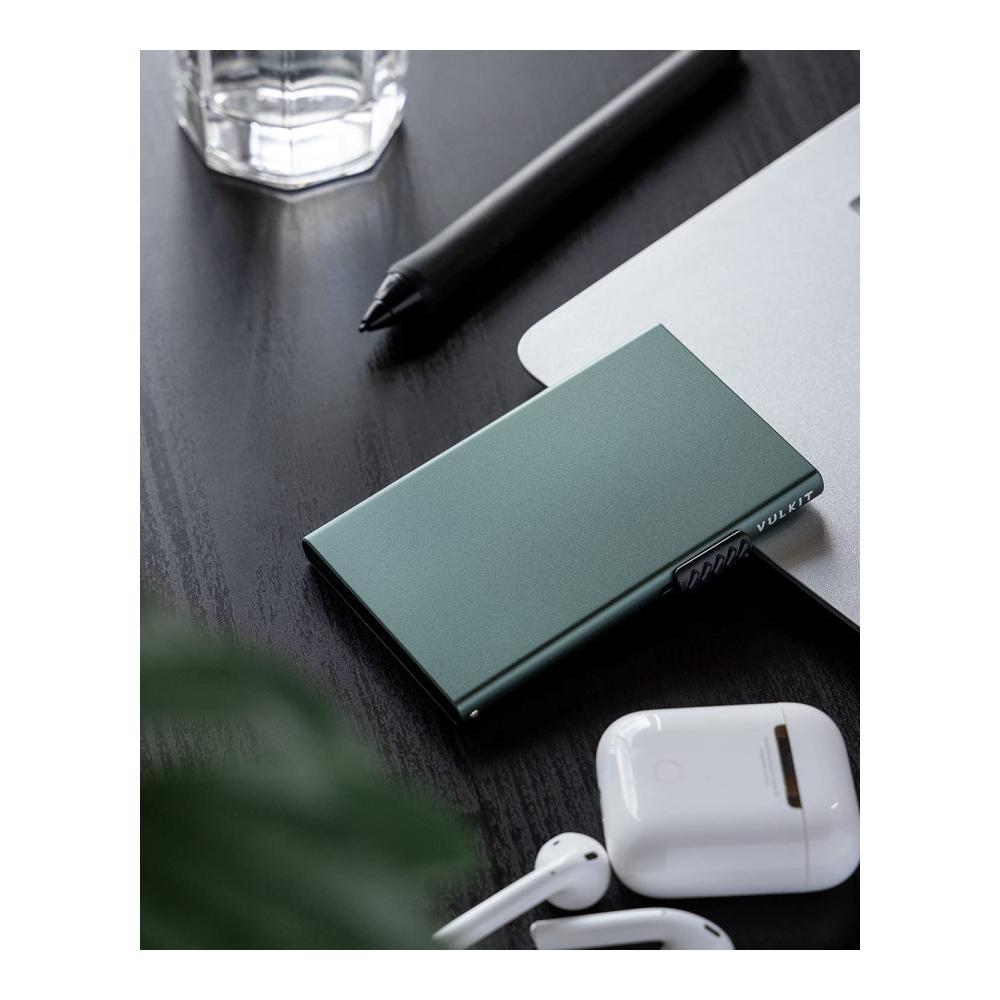 RFID-Blockierende Aluminium Kreditkartenhülle mit Pop-Up-Funktion - Minimalistisches Design für Männer und Frauen - Kaart Portemonnee in Mitternachtsgrün