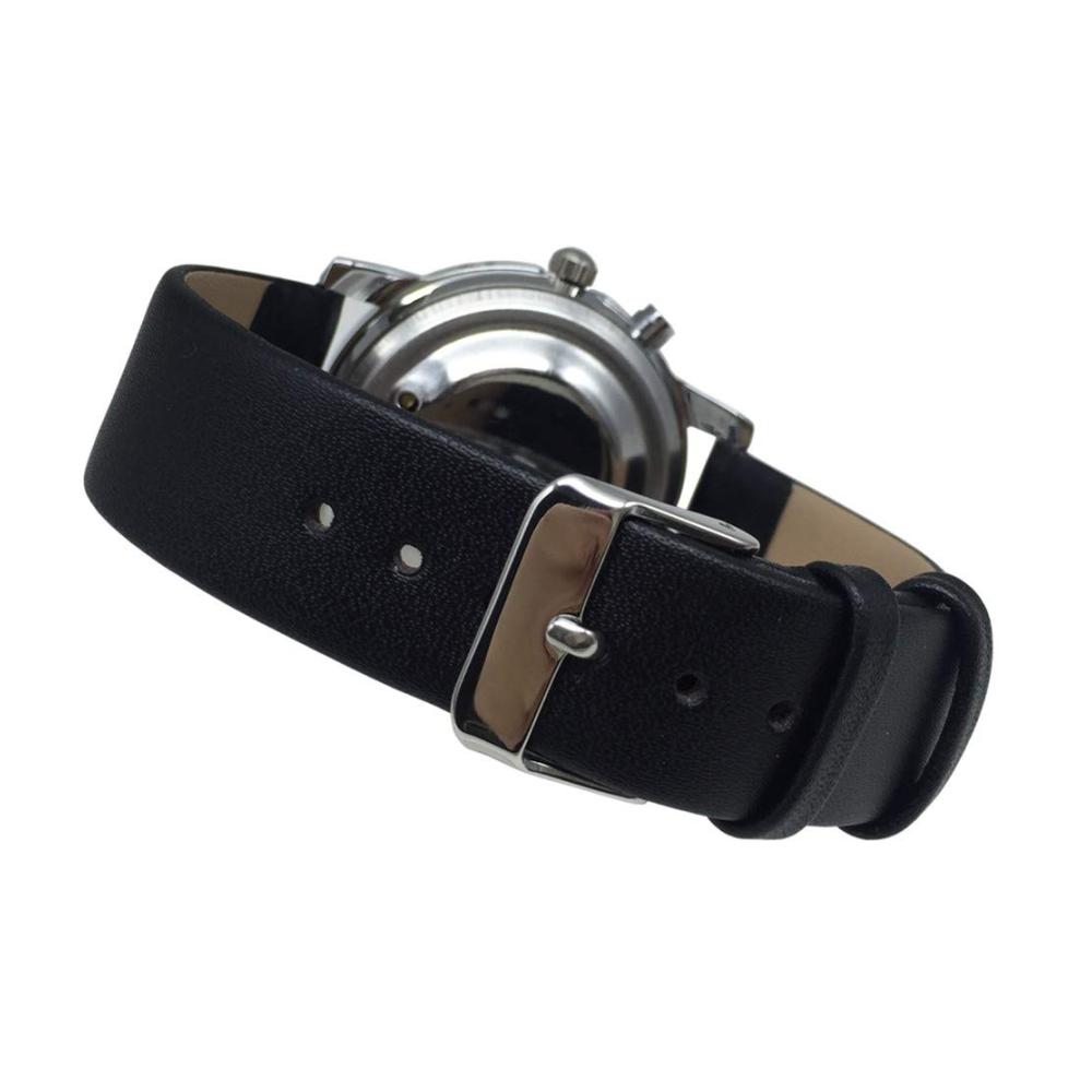 Deutsch Sprachige Armbanduhr mit Wecker Datum Weißem Ziffernblatt und Schwarzem Lederarmband - Moderne Armbanduhren mit Sprachfunktion für klare Zeitansagen