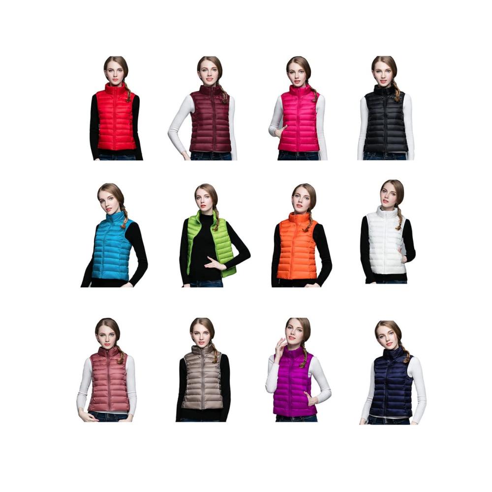 Damen Steppweste mit Stehkragen und Reißverschluss - Leichte ärmellose Outdoor Jacke für Damen in den Größen S-3XL (40-95 KG) inklusive Aufbewahrungsbeutel