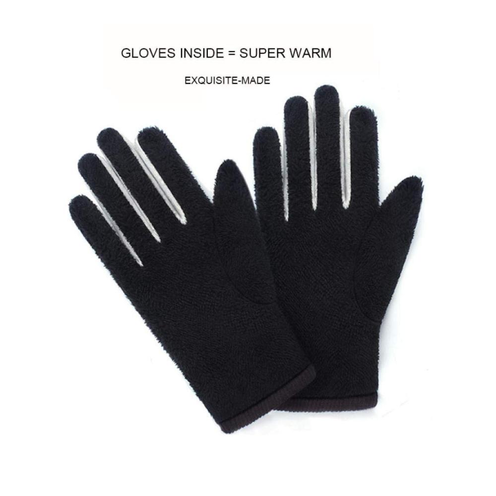 Herren Winterhandschuhe Warme Wasserdichte Lederhandschuhe für Touchscreen in Brauner Farbe