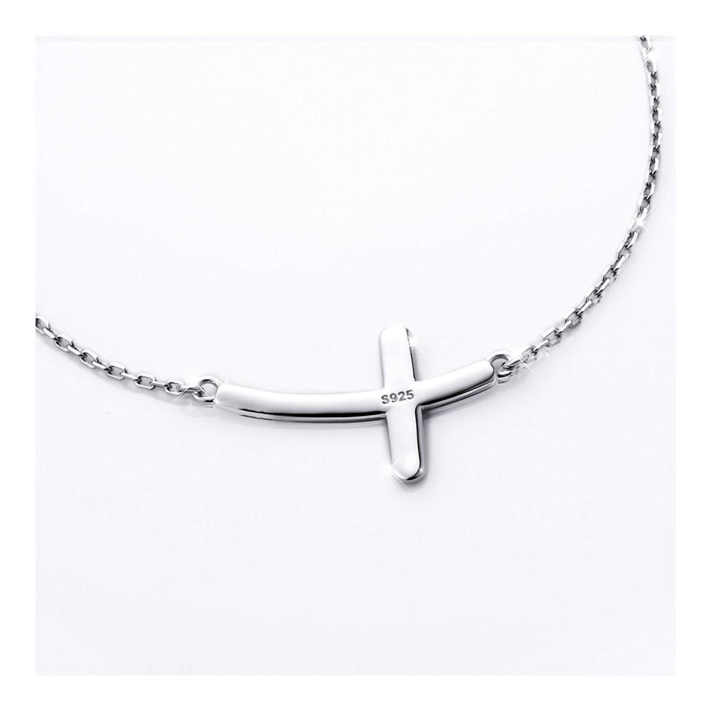 Damen Armband 925 Silber Kreuz Armkette - Elegantes Platiniertes Schmuckstück mit Verstellbarer Länge inklusive Geschenk-Box