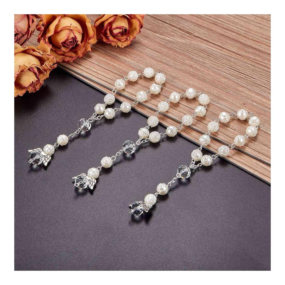 Armbänder 30 Stück Taufe - Elegante Acryl Kranzperlen in Miniaturform mit Organza Beuteln für Erstkommunion und Taufe - Ideale Geschenke für besondere Anlässe