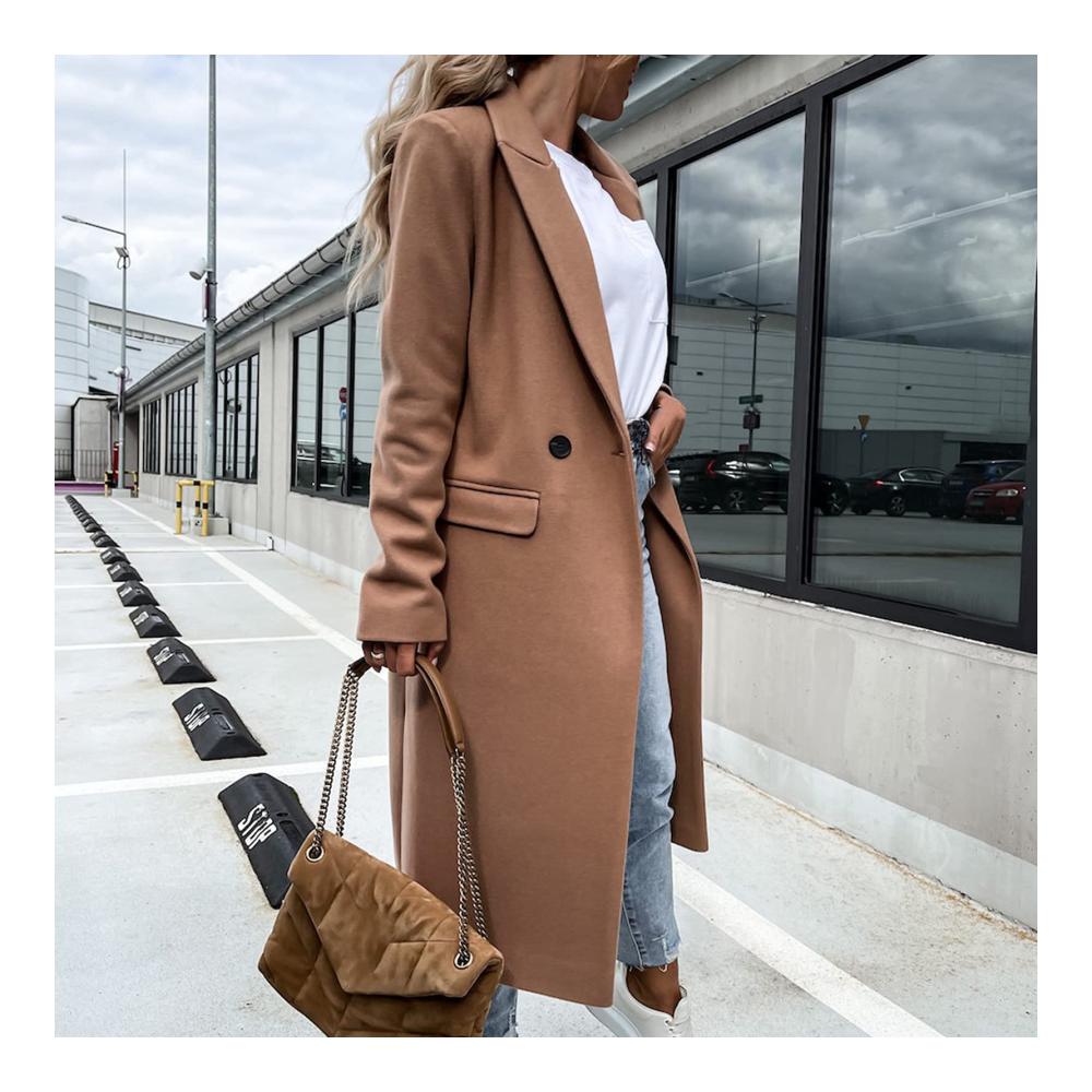 Eleganter Damen Blazer für Herbst und Winter - Langer Anzugkragen Knopfleiste und lange Ärmel - Ideal für das Büro