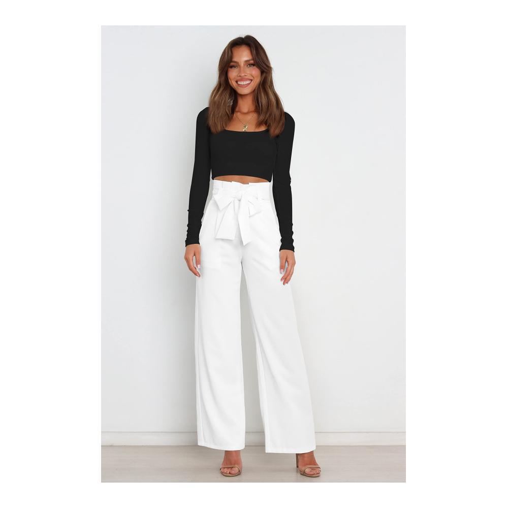 Damenanzug Fließende High-Waist Hose mit Gürtel für Pendler und lässige Anlässe