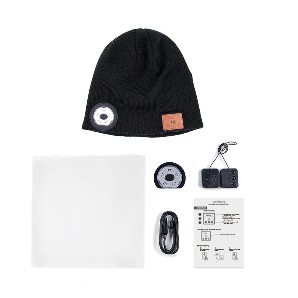 Bluetooth Beanie Mütze NAVESO - LED Wintermütze mit Bluetooth 5.0 Mikrofon Licht & Wireless-Funktion für Herren und Damen beim Wandern Radfahren Laufen und Camping