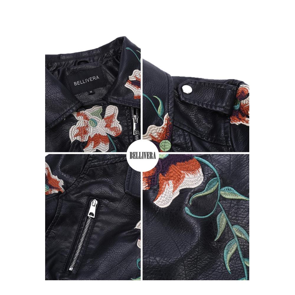 BELLIVERA Damen PU Lederjacke - Stilvoller Moto Biker Mantel für Frühling/Herbst
