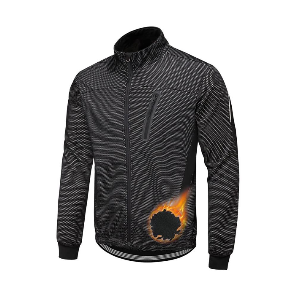 Winter Thermojacke für Herren - Winddicht Wasserdicht Reflektierendes Logo - Ideale MTB Radjacke für Warme und Sichere Nachtfahrten