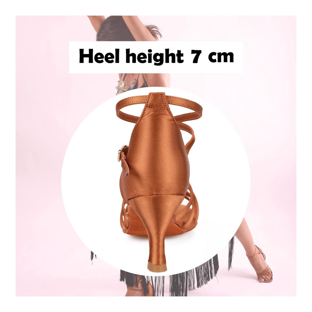 Braune Damen Tanzschuhe VASHCAME - Hoher Absatz Standard/Latein Knoten-Detail 7cm Absatzhöhe Größe 37