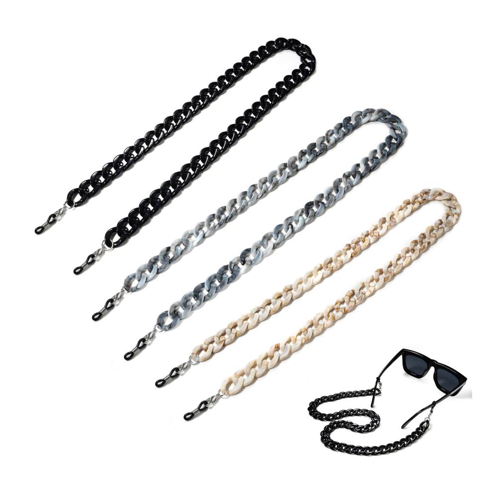 3er Set Acryl Brillenketten Wasserfestes Sonnenbrillenband | Anti-Drop Sunglass Straps für Sport- und Lesebrillen