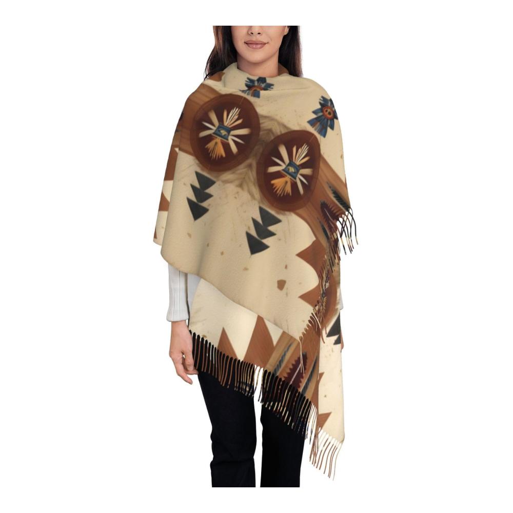 AthuAh Unisex Winterschal - Weich Warm Bequem mit Indianer-Muster Schwarz Einheitsgröße