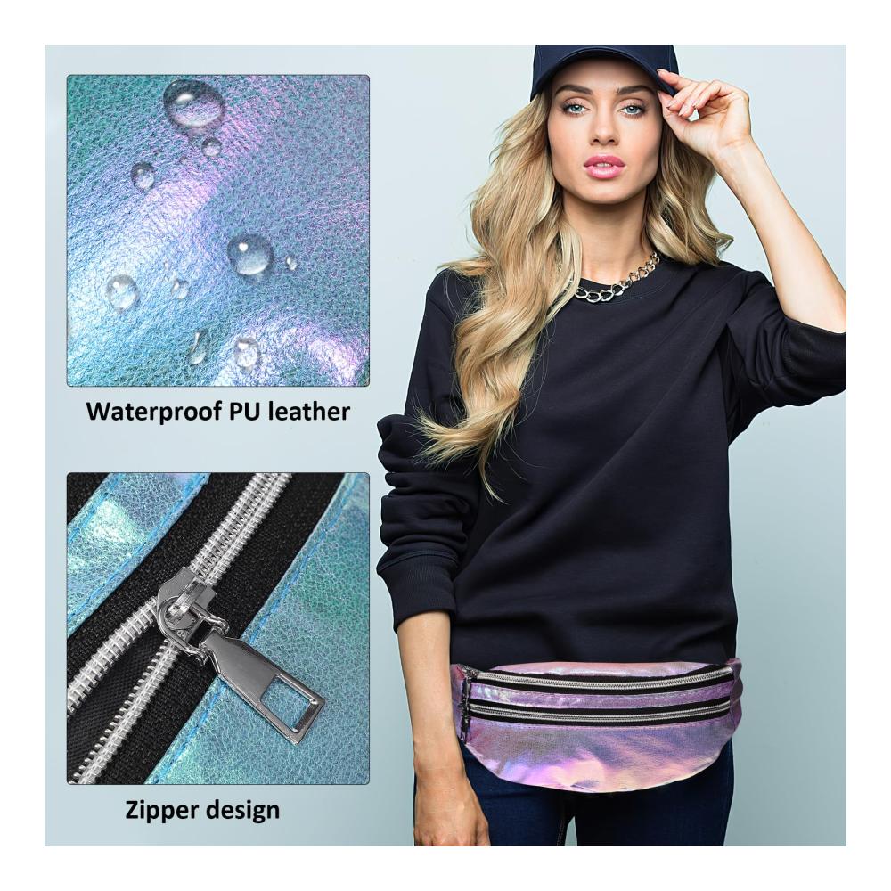 Holografisches Damen Hüfttaschen-Set | Glänzende Gürteltasche mit Verstellbarem Gürtel | Modische Hüftgürteltaschen für Damen