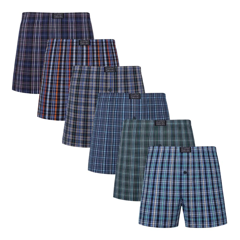 JupiterSecret Herren Boxershorts 6er Pack - 100% Baumwolle Weich & Atmungsaktiv Vielfarbige Unterhosen für Männer