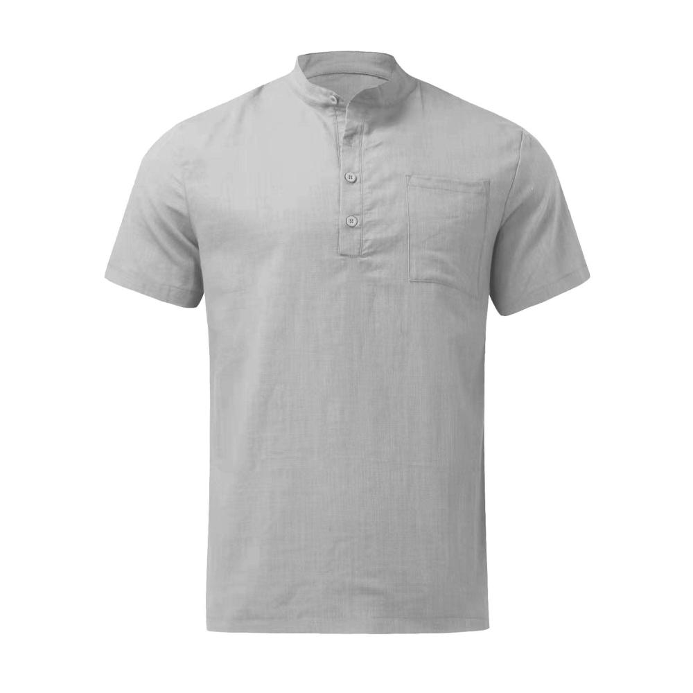 Kurzarm Retro Jogginganzug Herren | Sommer T-Shirts mit Knopfleiste für Yoga und Strand | Lockere Passform Stehkragen Bluse | Bequemes Pillingfreies T-Shirt in Leichter Ausführung