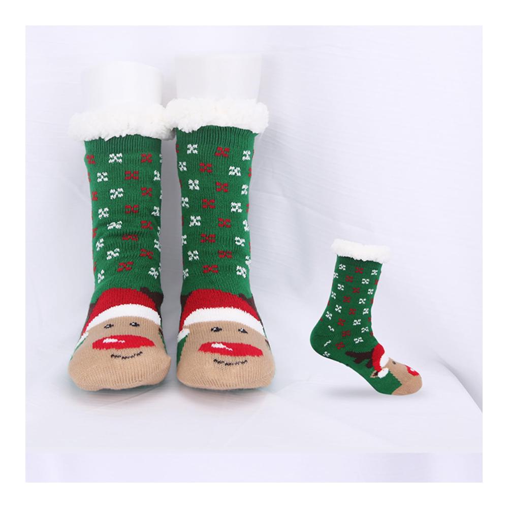 Flauschige Weihnachtssocken Warme Damen Fuzzy Socks mit Anti-Rutsch-Noppen – Kuschelsocken für den Winter 1 Paar Hüttensocken Ideale Wintersocken