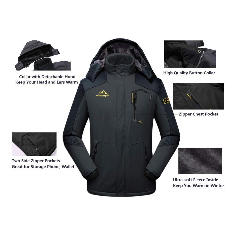 EKLENTSON Herren Winterjacke - die perfekte Outdoor Skijacke für Wandertouren und Schneeabenteuer mit Kapuze