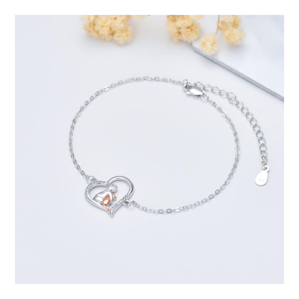 925 Sterling Silber Tier Armband - Niedliche Fuchs Elefanten Kaninchen Katze und Hund Schmuck