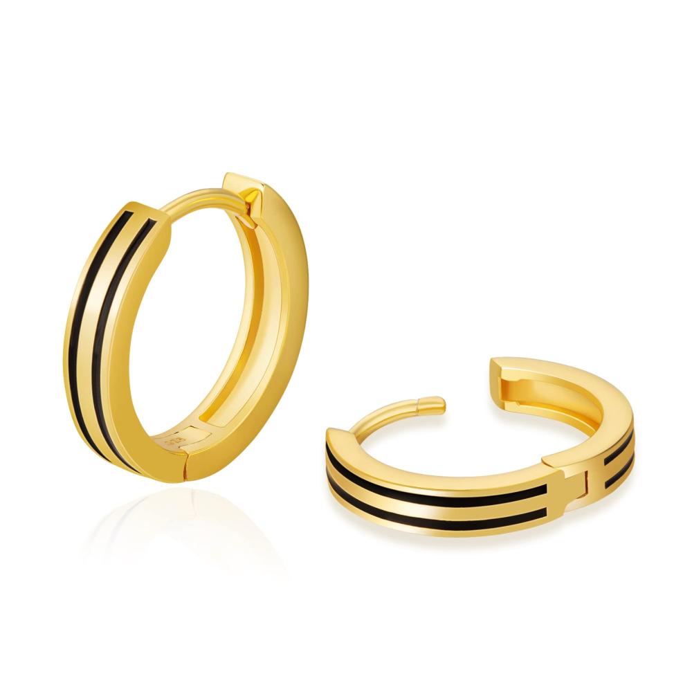 KRKC&CO Silber Hoop Ohrringe – Trendige 15mm Creolen für Herren Schwarz/14K Gold/Weißgold Vergoldet S925 Sterling Silber Nickel-frei