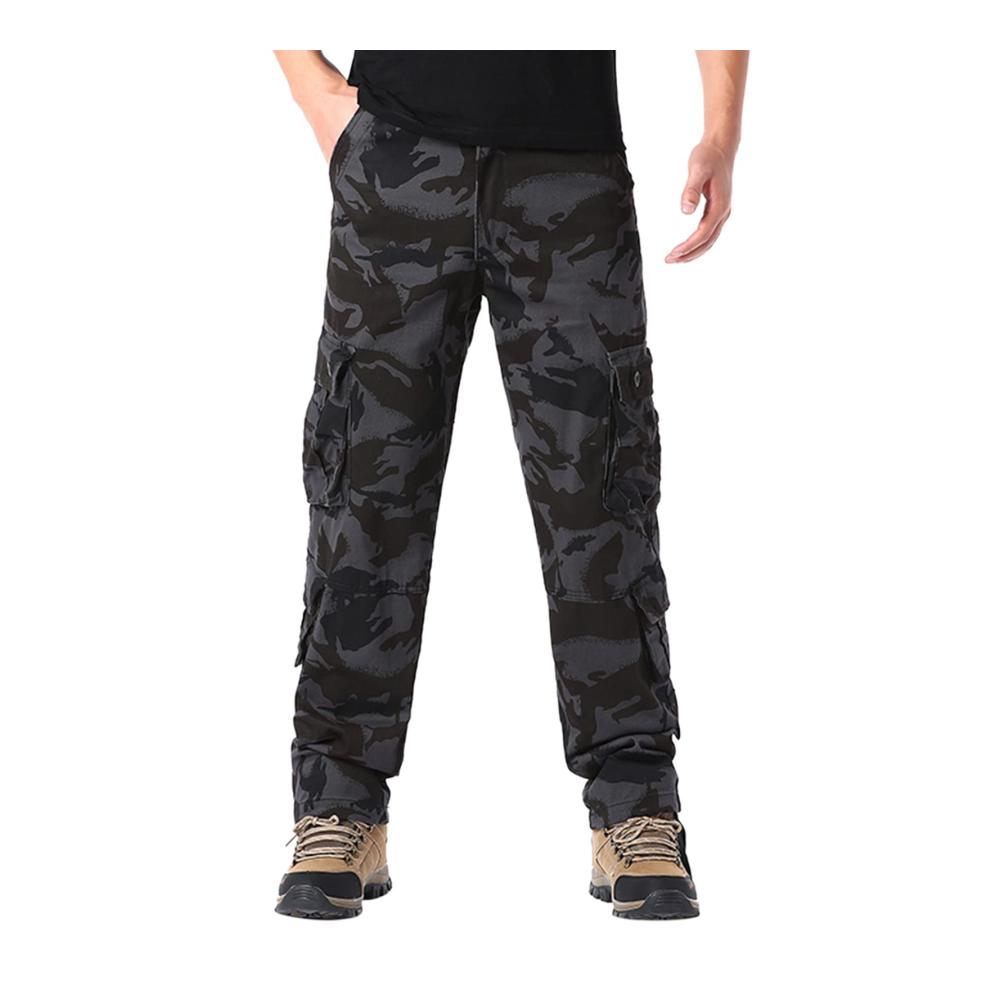Herren Jogginghose Schwarz | Lang Baumwolle Multi Pocket Zipper Cargo Pants