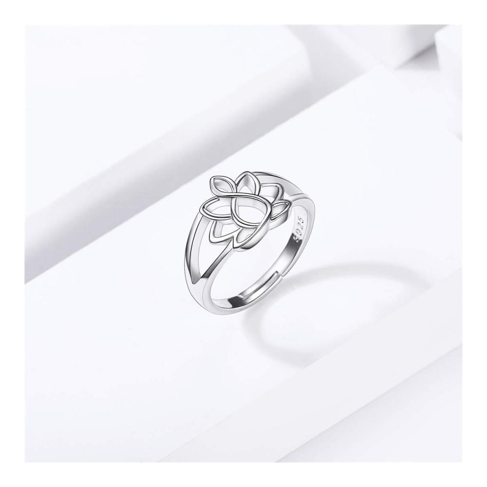 ChicSilver 925 Silber Damen Ring - Verstellbarer Lotus Sommerblume Keltischer Knoten Ring mit Geschenkbox - Perfektes Geschenk für Weihnachten Valentinstag Geburtstag & Verlobung
