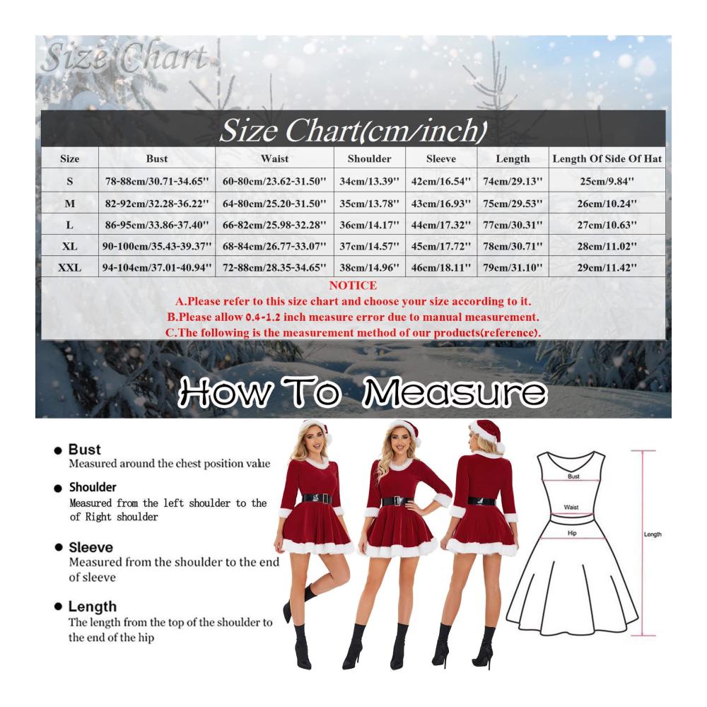 Sexy Miss Santa Kostüm Reizvolles Weihnachtskleid für Party Cosplay - Xmas Outfit mit Hut